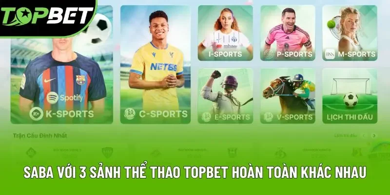 SABA với 3 sảnh thể thao Topbet hoàn toàn khác nhau SABA với 3 sảnh thể thao Topbet hoàn toàn khác nhau