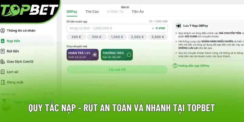 Quy tắc nạp - rút an toàn và nhanh tại Topbet Quy tắc nạp - rút an toàn và nhanh tại Topbet